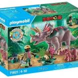 Playmobil dinos triceratops z mladičem in raziskovalcem