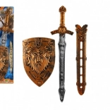 Otroški viteški meč s ščitom in nožnico 55 cm