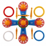 Otroška igra z metanjem obročev in košaric z žogicami v mreži