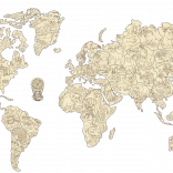 Leseni zemljevid sveta z živalmi velikost M (57 × 38 cm) WOODEN CITY