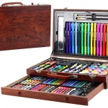 Umetniški komplet v lesenem kovčku 123 kosov