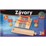 Železniški prehod z zapornicami in oznakami