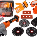 otroški komplet malega mojstra z baterijsko brusilko in dodatki