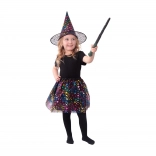 Otroški kostum čarovnice z zvezdicami in tutu krilom s klobukom