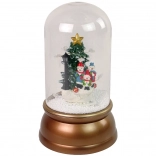 Steklena božična dekoracija s snegom in snežaki, zlata