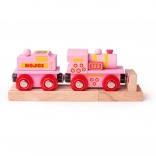Rožnata mašinica s tenderjem BIGJIGS Rail