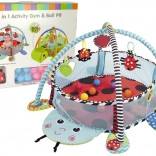 Izobraževalna igralna podloga pikapolonica z ograjico in žogicami