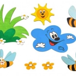 Lesena dekoracija travnik in čebelice DoDo