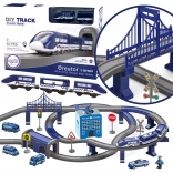 Električna policijska vlakovna proga z avtomobili, 92 delov, 300 cm