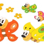 Lesena dekoracija Metuljčki in Cvetlice