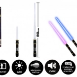 Zložljiv svetlobni meč z osvetlitvijo in zvoki, 80 cm