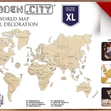 Leseni zemljevid sveta XL 120 × 80 cm rdeč WOODEN CITY