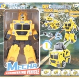 Zložljivi vijačni robot rumen 2v1 – tovornjak z bagrom