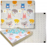 Dvostranska zložljiva penasta igralna podloga 2v1 HUMBI 200 × 180 cm z robovi na ježka