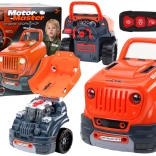 Otroški delavniški set – razstavljiv avto z motorjem, oranžen
