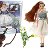 Punčka EMILY z violino in cvetovi