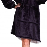 Cozy Noxxiez CH355 črna – topla televizijska puloverska odeja s kapuco za najstnike in odrasle