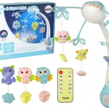 Vrtiljak za posteljico s projekcijsko svetlobo in daljinskim upravljanjem Modra