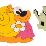 Lesena okrasna magnetka z motivom polža