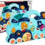 Interaktivna modra lokomotiva za otroke z živalskimi zvoki in svetlobnimi učinki