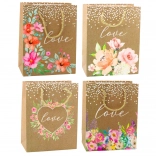 Darilna vrečka z napisom Love in cvetovi 23 x 18 x 10,5 cm