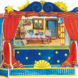 Namizno gledališče za ročne lutke iz lakiranega lesa