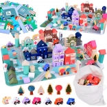 Pastelni lesen set Mesto s sestavljanko – igralna podloga