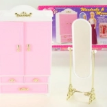 Garderobna omara in ogledalo za lutke Glorie