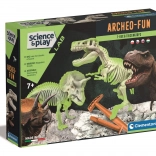 Clementoni Science & Play ArcheoFun: T‑Rex in Triceratops – izkopavalni set z žarečimi okostji