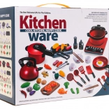 Rdeči set loncev s kuhinjo in dodatki