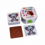 Pexeso za otroke Živali v pločevinasti škatlici