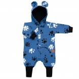 Dojenčkov bombažen pajac s kapuco in ušeski New Baby Labka moder