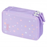 Šolski tridelni peresnik BAAGL Ljubkovalčki, vijoličen s pikami