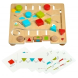 Leseni labirint z geometrijskimi oblikami in predlogami LUCY & LEO