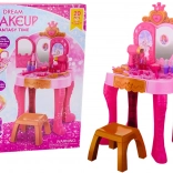 Otroška kozmetična mizica s senzorjem gibov, dodatki, rožnata