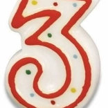 Svečka za torto številka 3, 7,3 cm