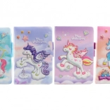 Zvezek z motivom samoroga z črtastimi listi