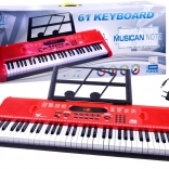 Elektronski klaviaturni instrument s 61 tipkami z mikrofonom – rdeč
