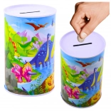 Kovinska hranilnika z dinozavri 13 × 8 cm