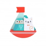 Lesena sestavljanka Sova in Muce