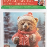 Diamantno slikanje – božične voščilnice Medvedek in Snegovec 13×13 cm (komplet 2 kos)