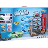 Parkirna postaja s 6 kovinskimi avtomobili 55x40x44 cm