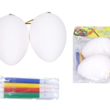 Plastična jajčka za barvanje 5 × 8 cm, 2 kosa s flomastri