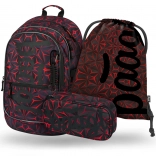 Šolski set BAAGL Core Red Polygon – nahrbtnik, peresnica in vreča