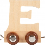 Lesen vagonček s črko E za leseno železnico