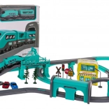 Železniški set s postajo in dodatki, 92 kosov