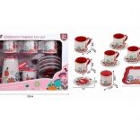 kovinski čajni set s cvetličnim vzorcem