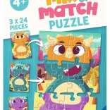 RAVENSBURGER sestavljanka Mix & Match: ljubki dinozavri 3×24 kosov
