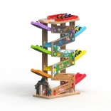 Velika lesena dirkalna steza s 6 klancami za otroke