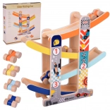 Lesena zabavna avtomobilska steza s toboganom